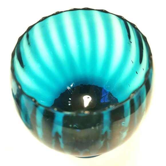 Blue Art Glass Piece Mid-Century Empoli Italian Turquoise Hand Blown, Hand Made - Picture 7 of 11